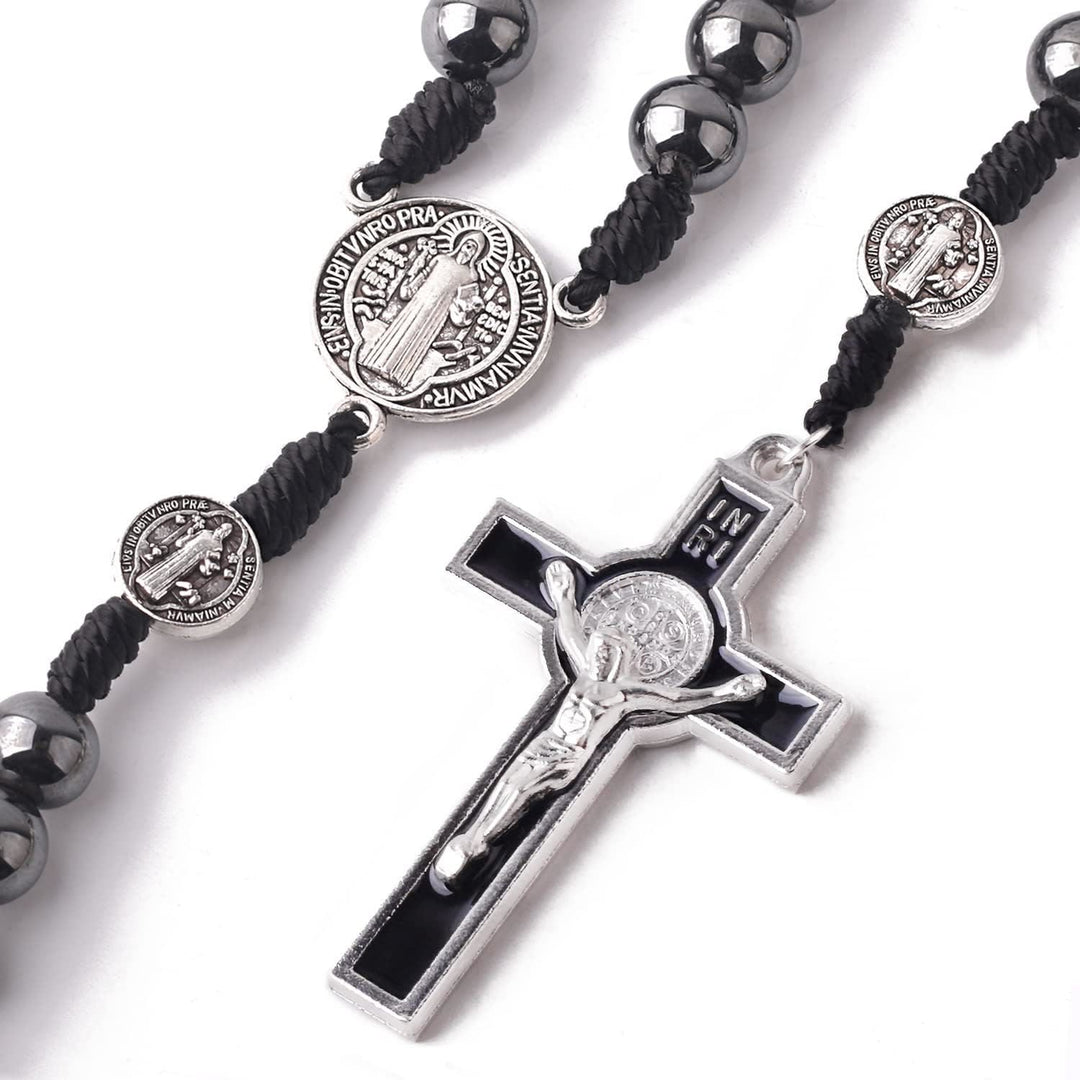 Saint Benedict Holy Medal Black Gallstone Rosary - image 7