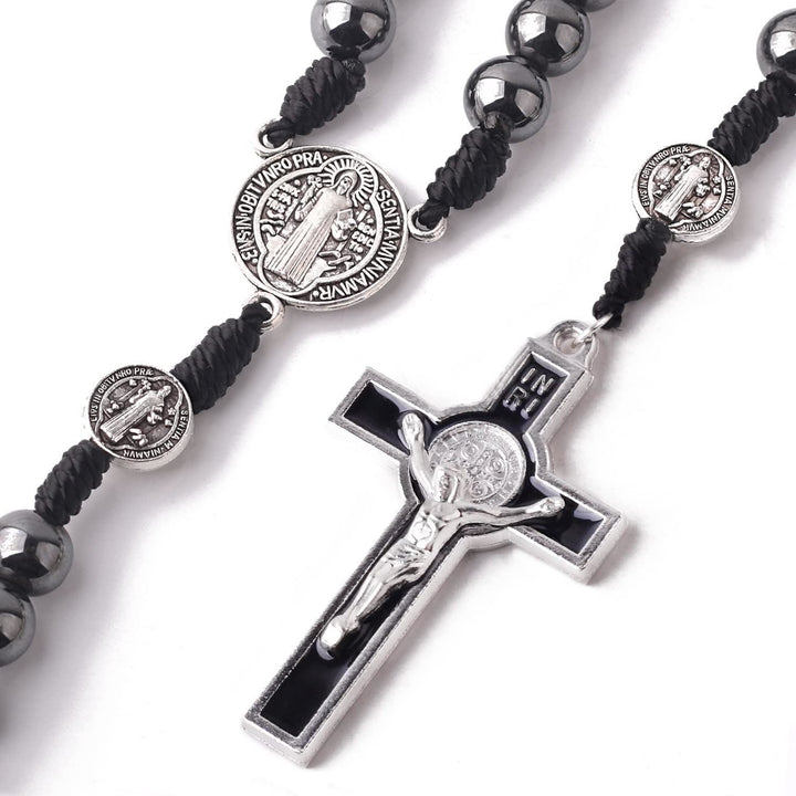 Saint Benedict Holy Medal Black Gallstone Rosary - image 7