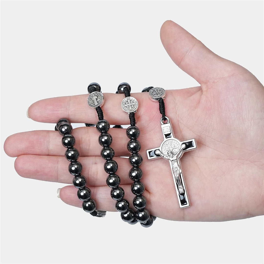 Saint Benedict Holy Medal Black Gallstone Rosary - image 3