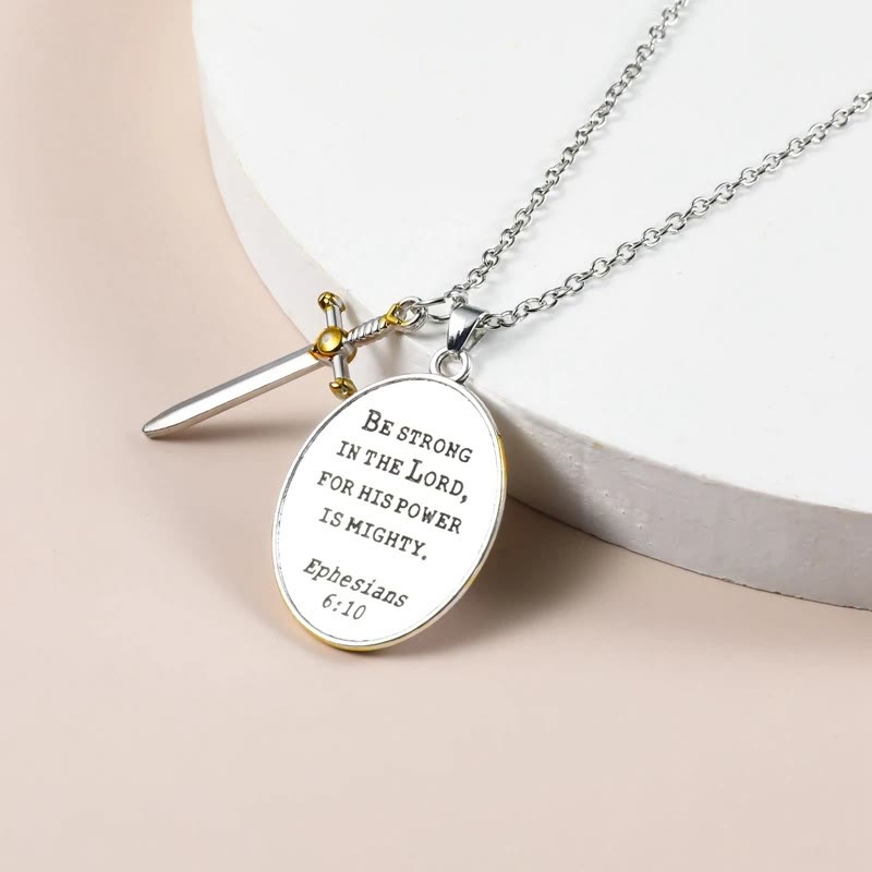 Christianartworkshop Two Tone Sword & Oval Shield St. Michael Pendant Necklace - image 3