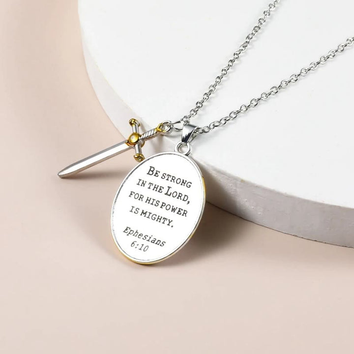 Christianartworkshop Two Tone Sword & Oval Shield St. Michael Pendant Necklace - image 3