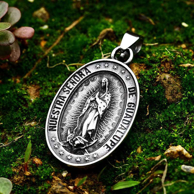 Christianartworkshop The Patron Saint: Our Lady of Guadalupe Necklace - Silver - image 0
