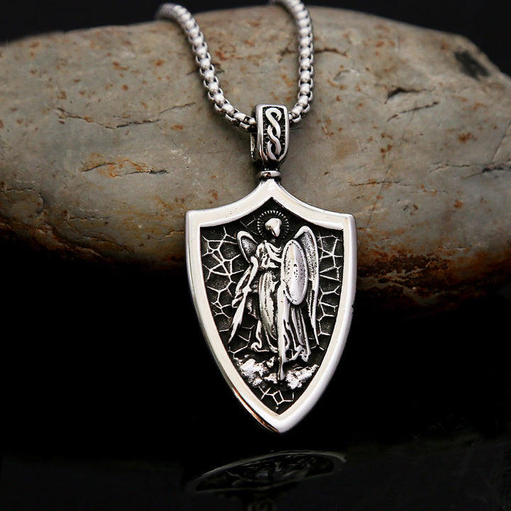 Christianartworkshop Archangel St. Michael Shield Amulet Titanium Necklace - Archangel Shield - image 1