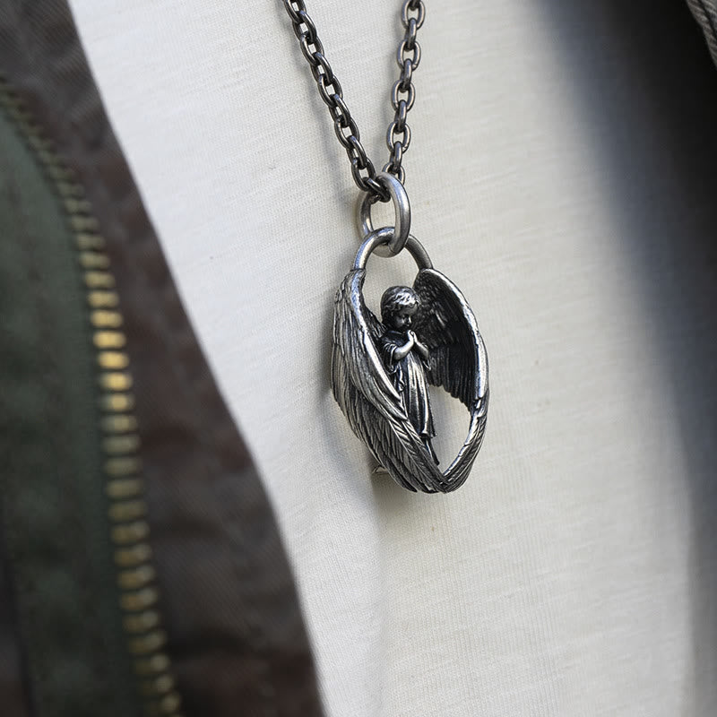 Christianartworkshop Blessing Praying Guardian Angel Wing Pendant Necklace - image 3