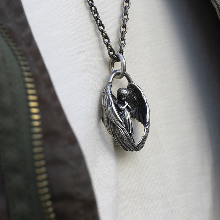 Christianartworkshop Blessing Praying Guardian Angel Wing Pendant Necklace - image 3