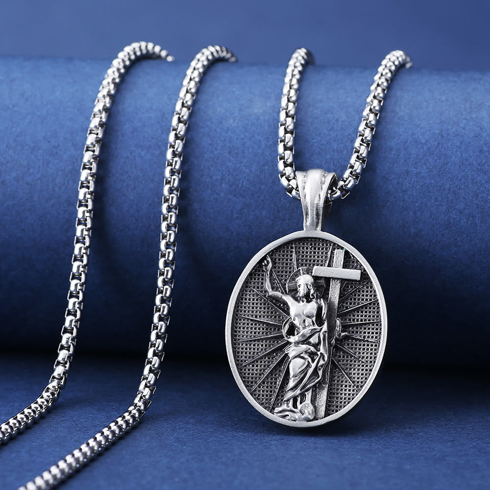 Christianartworkshop Risen Jesus Medallion Christian Religious Necklace  - Risen Jesus - image 1