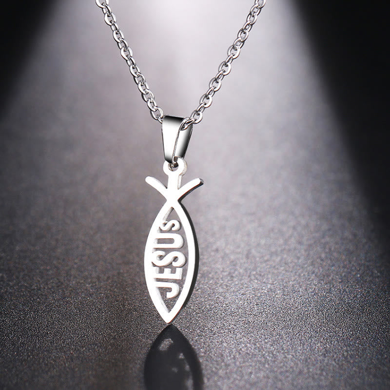 Christianartworkshop Chain Jesus Fish Shape Necklace - image 9