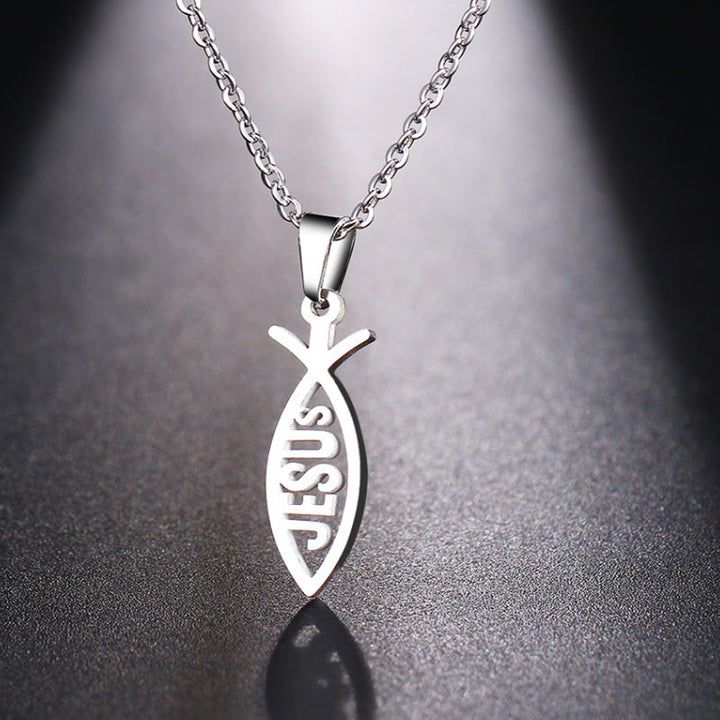 Christianartworkshop Chain Jesus Fish Shape Necklace - image 9