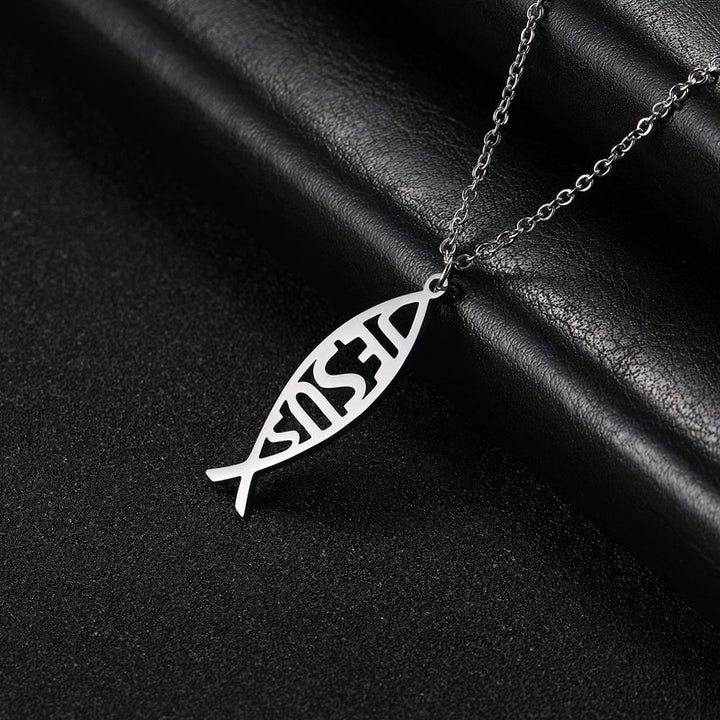 Christianartworkshop Chain Jesus Fish Shape Necklace - image 8