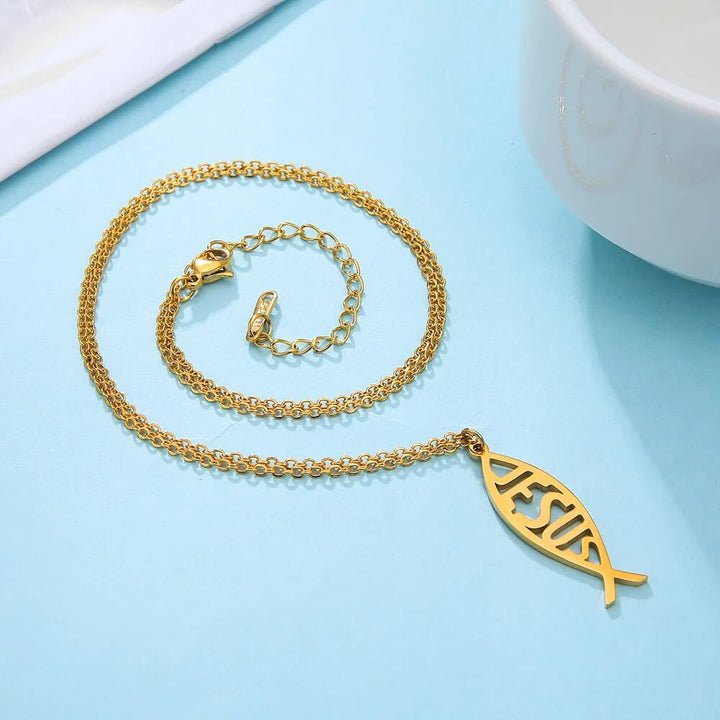 Christianartworkshop Chain Jesus Fish Shape Necklace - image 3