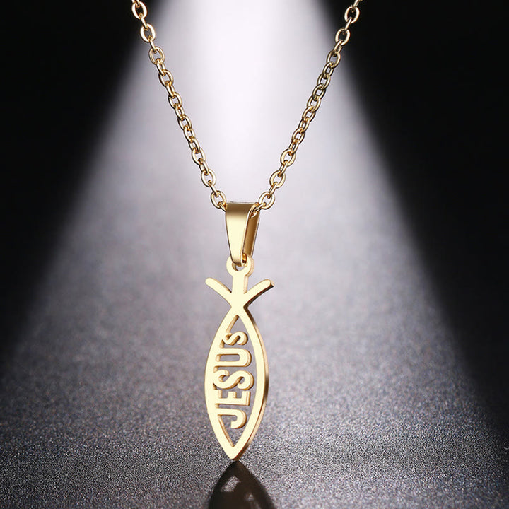 Christianartworkshop Chain Jesus Fish Shape Necklace - image 4