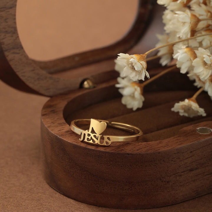 Christianartworkshop "I Love Jesus" Christian Faith Minimalism Ring - Golden(Suitable for US sizes 6-13) - image 0