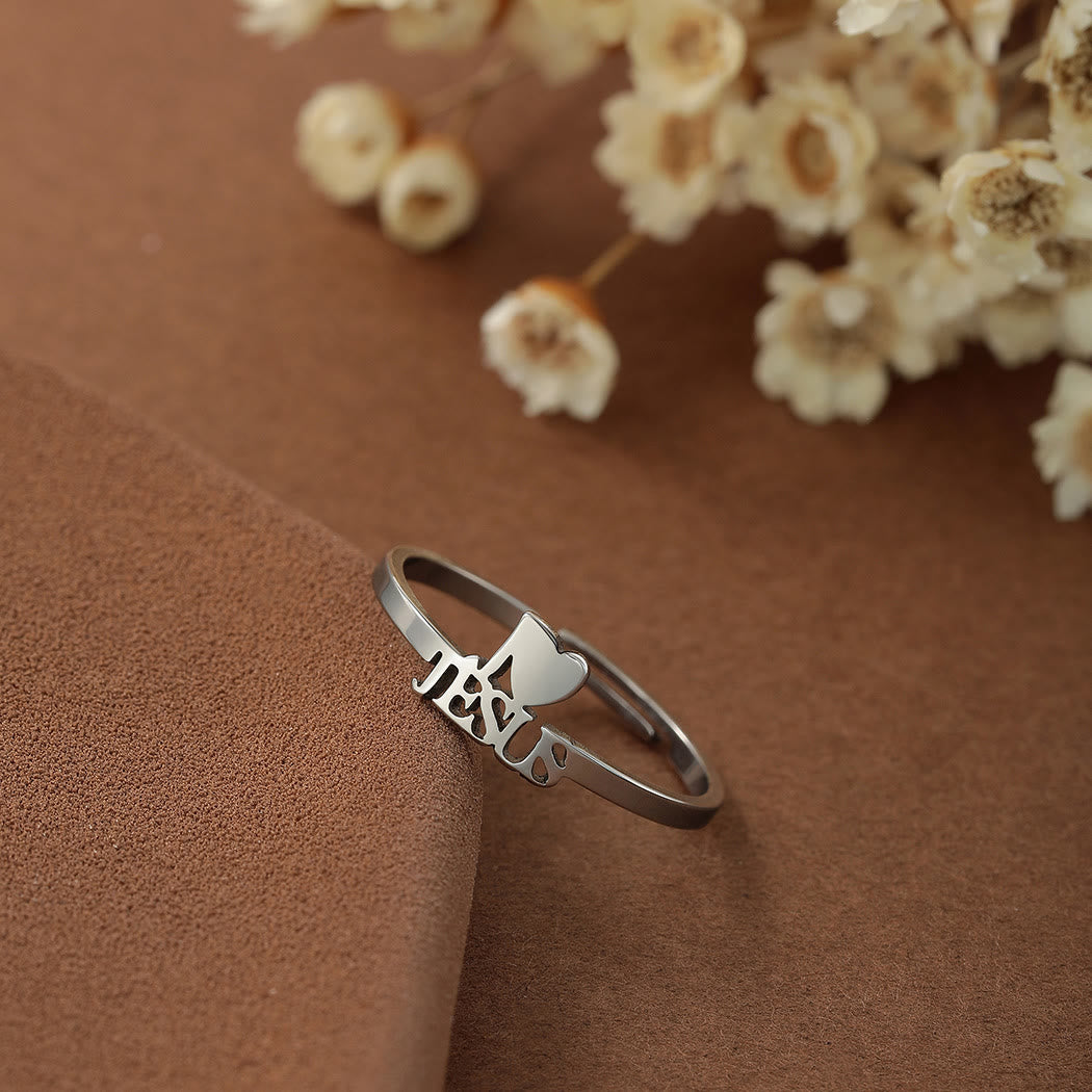 Christianartworkshop "I Love Jesus" Christian Faith Minimalism Ring - Silver(Suitable for US sizes 6-9) - image 2