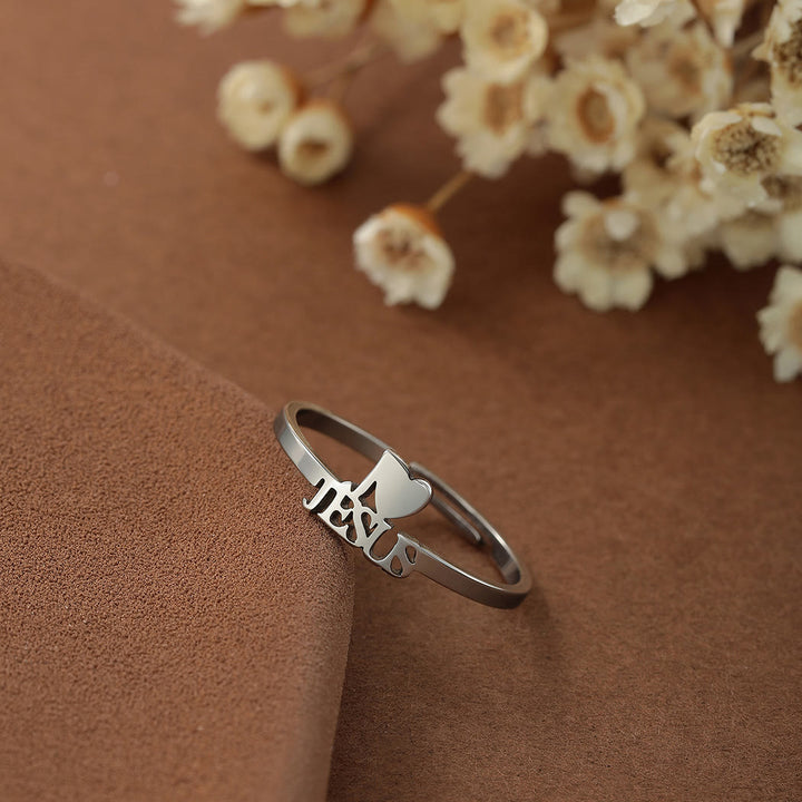 Christianartworkshop "I Love Jesus" Christian Faith Minimalism Ring - Silver(Suitable for US sizes 6-9) - image 2
