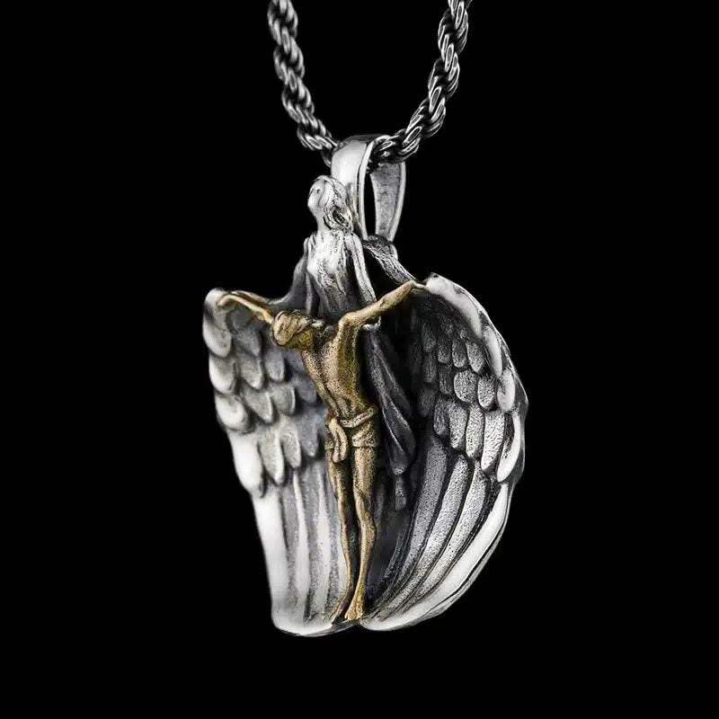 Christianartworkshop Holy Jesus Redeeming Angel Prayer Religious Necklace - image 2