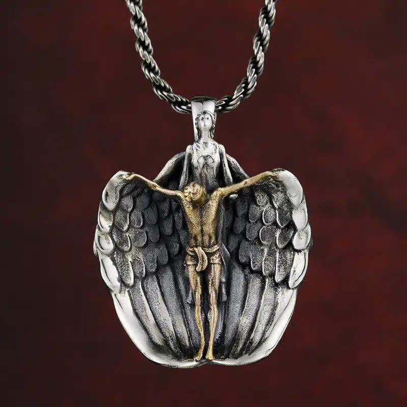 Christianartworkshop Holy Jesus Redeeming Angel Prayer Religious Necklace - Redeeming Angel - image 1