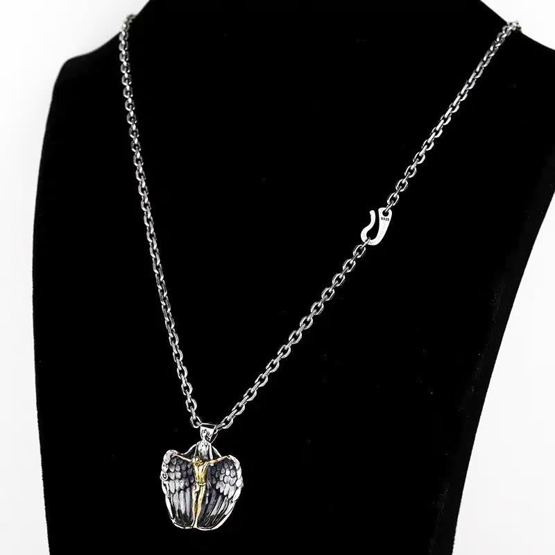 Christianartworkshop Holy Jesus Redeeming Angel Prayer Religious Necklace - image 5