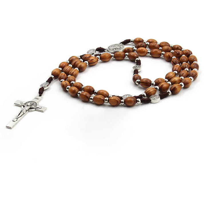 St. Benedict Natural Olive Wood Rosary with Crucifix - image 5