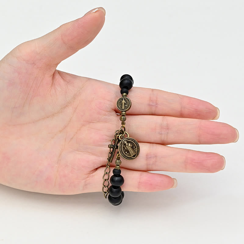 Christianartworkshop Ebony Beads St. Benedict the Blessed Protection Bracelet - image 4