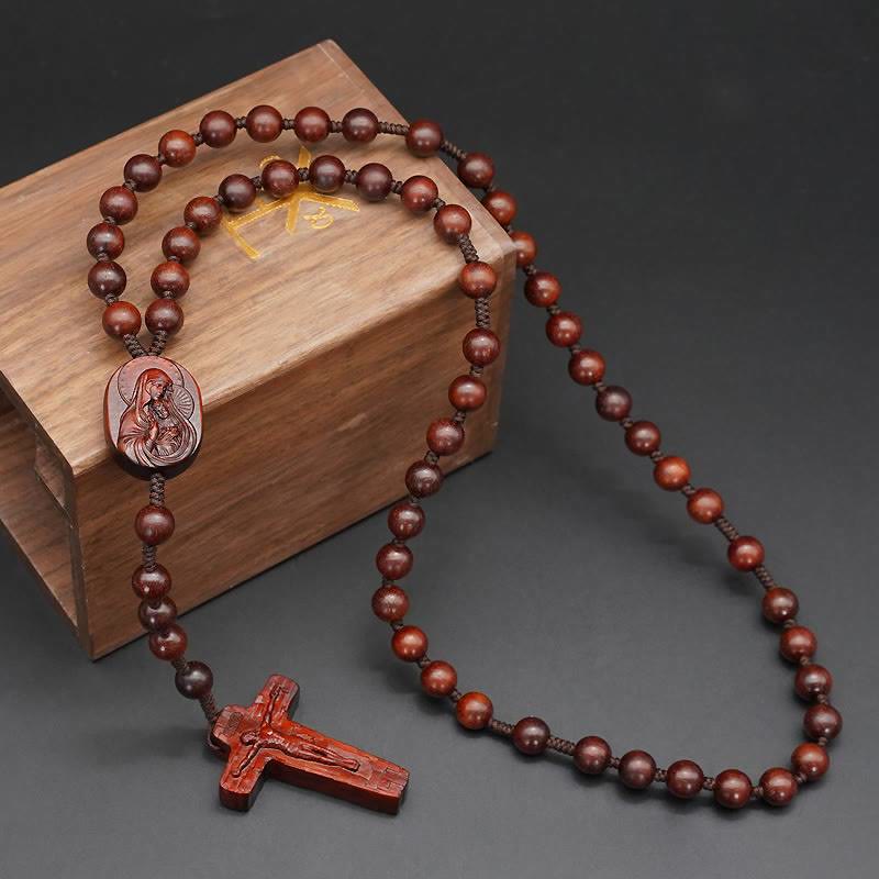 Christianartworkshop Quality Original Handmade Praying Rosary (Red Sandalwood/Ebony) - Red Sandalwood-8mm - image 0