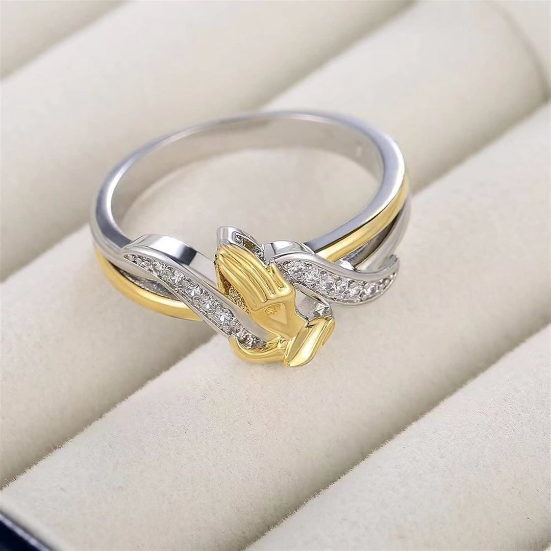 Christianartworkshop Praying Hands Gold & Silver Ring - image 6