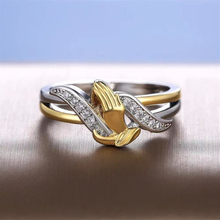 Christianartworkshop Praying Hands Gold & Silver Ring - image 3