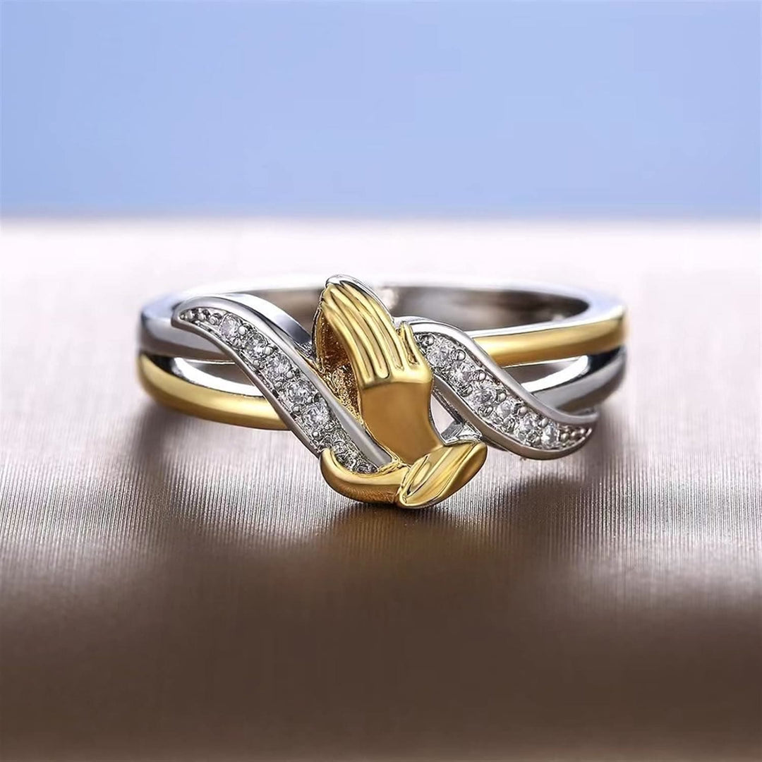 Christianartworkshop Praying Hands Gold & Silver Ring - image 3