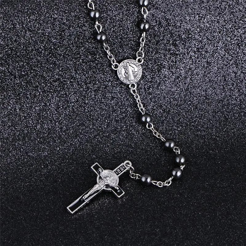 St. Benedict Medallion & Crucifix Black Gallstone Rosary - image 4