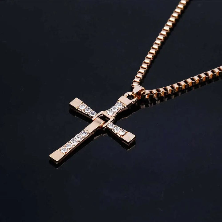 Christianartworkshop Jewelry Cross Crystal Pendant Chain Necklace  - Golden - image 7