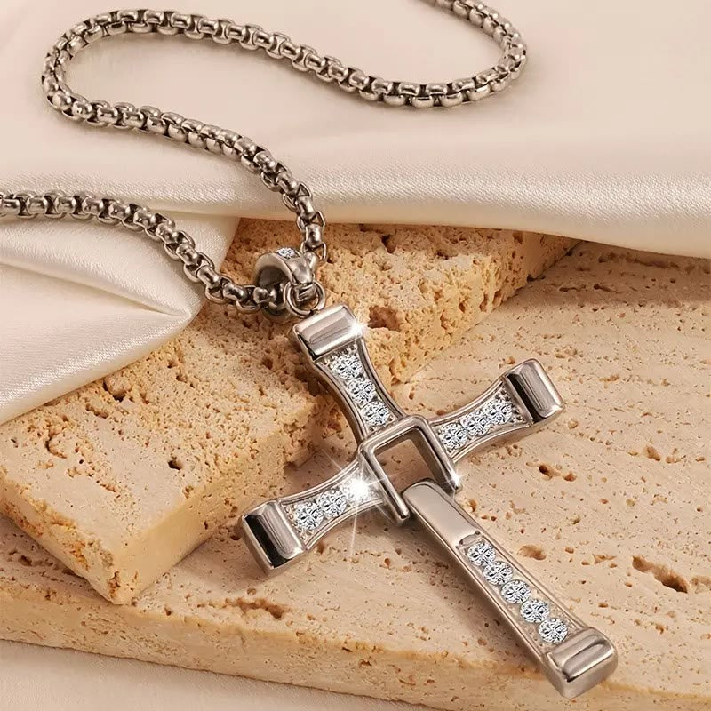 Christianartworkshop Jewelry Cross Crystal Pendant Chain Necklace  - Silver - image 1