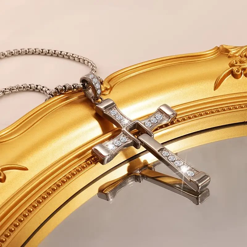 Christianartworkshop Jewelry Cross Crystal Pendant Chain Necklace  - image 2