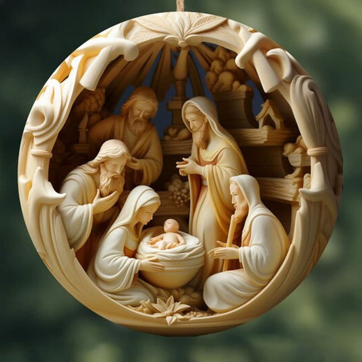 Christianartworkshop Christmas Nativity Scene Plane Ornaments: The Birth of Jesus Hanging Decoration(6 options) - Style 4 - Ceramic - image 7