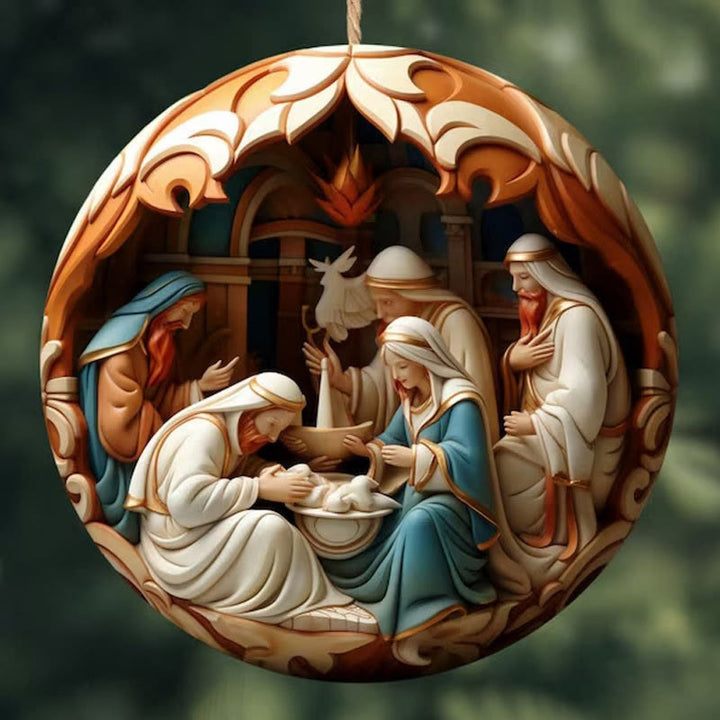 Christianartworkshop Christmas Nativity Scene Plane Ornaments: The Birth of Jesus Hanging Decoration(6 options) - Style 1 - Ceramic - image 3