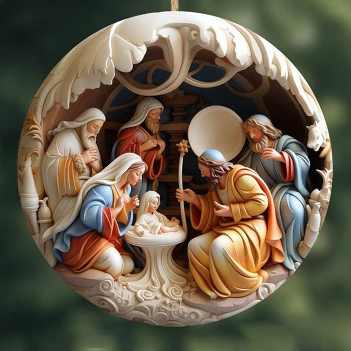 Christianartworkshop Christmas Nativity Scene Plane Ornaments: The Birth of Jesus Hanging Decoration(6 options) - Style 2 - Ceramic - image 5