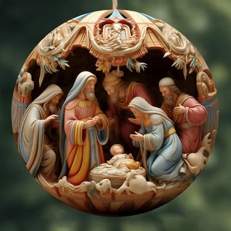 Christianartworkshop Christmas Nativity Scene Plane Ornaments: The Birth of Jesus Hanging Decoration(6 options) - Style 5 - Ceramic - image 8