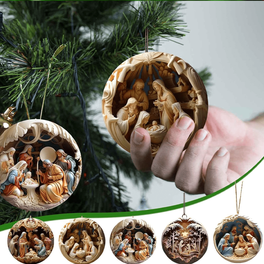 Christianartworkshop Christmas Nativity Scene Plane Ornaments: The Birth of Jesus Hanging Decoration(6 options)