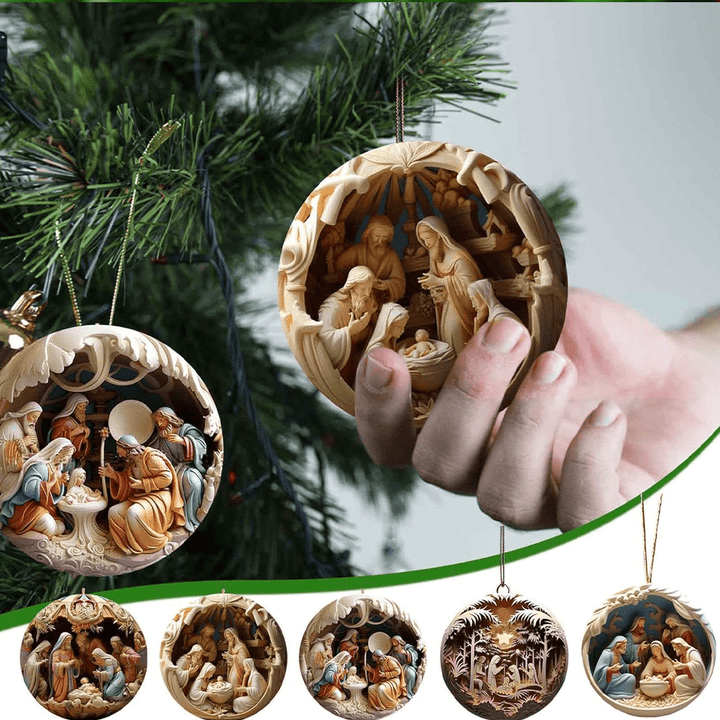 Christianartworkshop Christmas Nativity Scene Plane Ornaments: The Birth of Jesus Hanging Decoration(6 options) - image 1