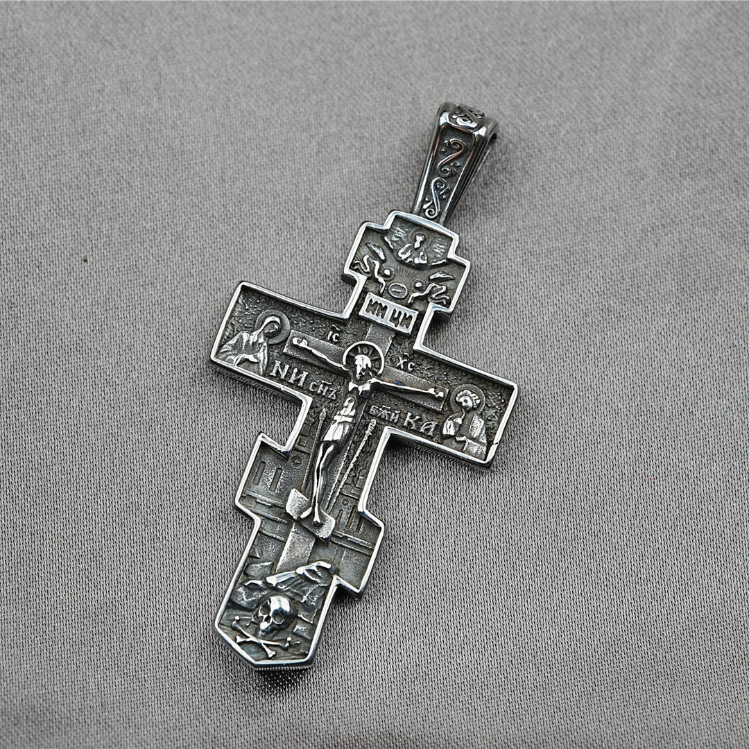 Christianartworkshop FAITH AS YOUR ARMOR: Orthodox Jesus Crucifix Necklace