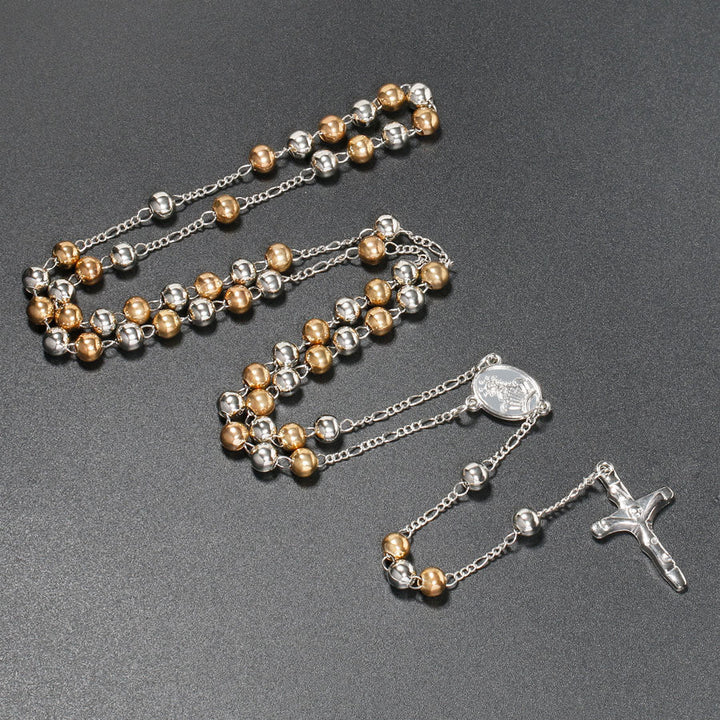 Christian Virgin Mary Long Chain Jesus Cross Religion Rosary - Multicolor - image 3