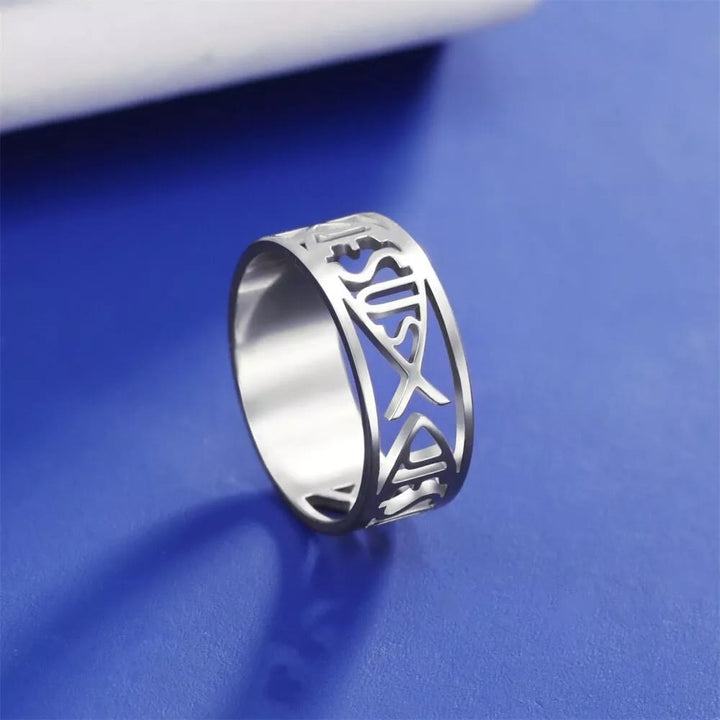 Christianartworkshop Jesus Fish Skeleton Titanium Religion Ring - image 6