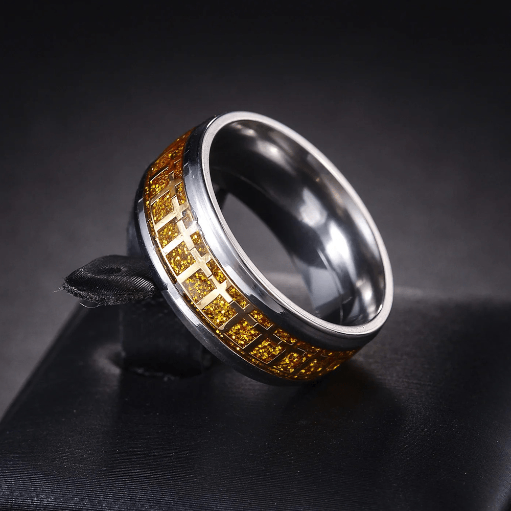 Christianartworkshop Shinny Jesus Cross Ring Religious Band Jewelry  - Golden - US 13 - image 2