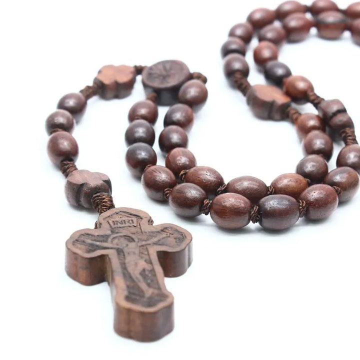 FREE Today: Handcrafted Divine Mercy Cross Oval Rosewood Nylon Cord Rosary: A Spiritual Treasure
