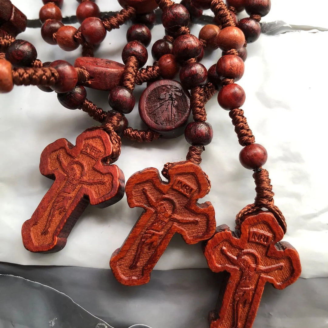 Handcrafted Christian Cross Rosewood Rosary - image 4