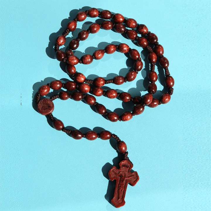 FREE Today: Handcrafted Divine Mercy Cross Oval Rosewood Nylon Cord Rosary: A Spiritual Treasure