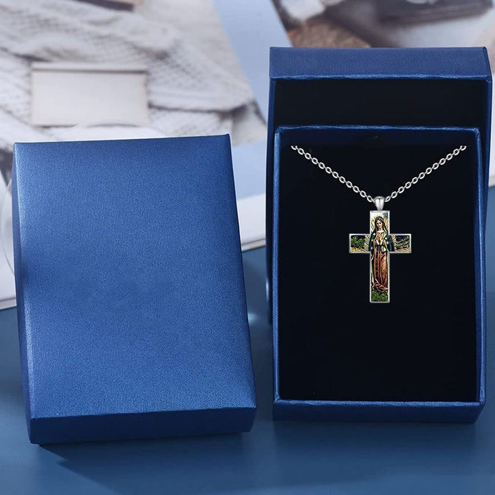 Christianartworkshop Virgin Mary Cross Pendant Necklace Religion Jewelry - image 1