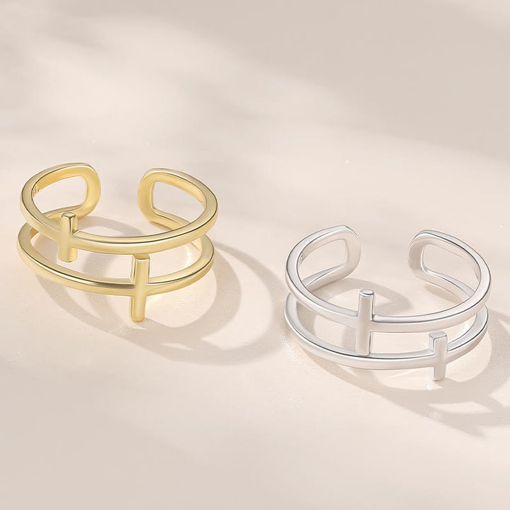 Christianartworkshop Double Cross Minimalist Ring - Adjustment - Sliver - image 3