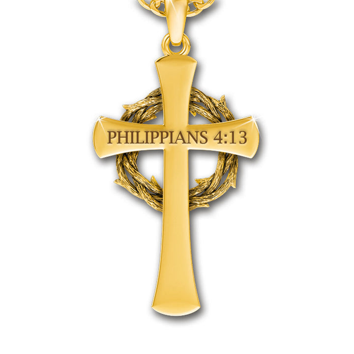 FREE Today: Cross Pendant Necklace with Crown of Thorns & Philippians 4:13