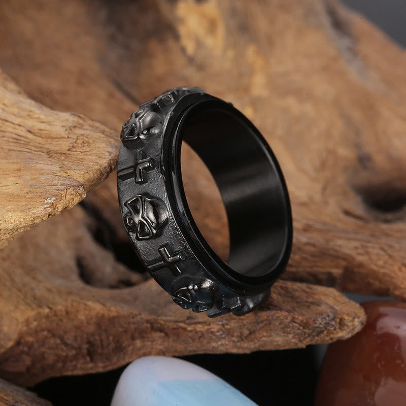 Christianartworkshop Rotatable Skull Head Cross Religion Ring - Black - US13 - image 8