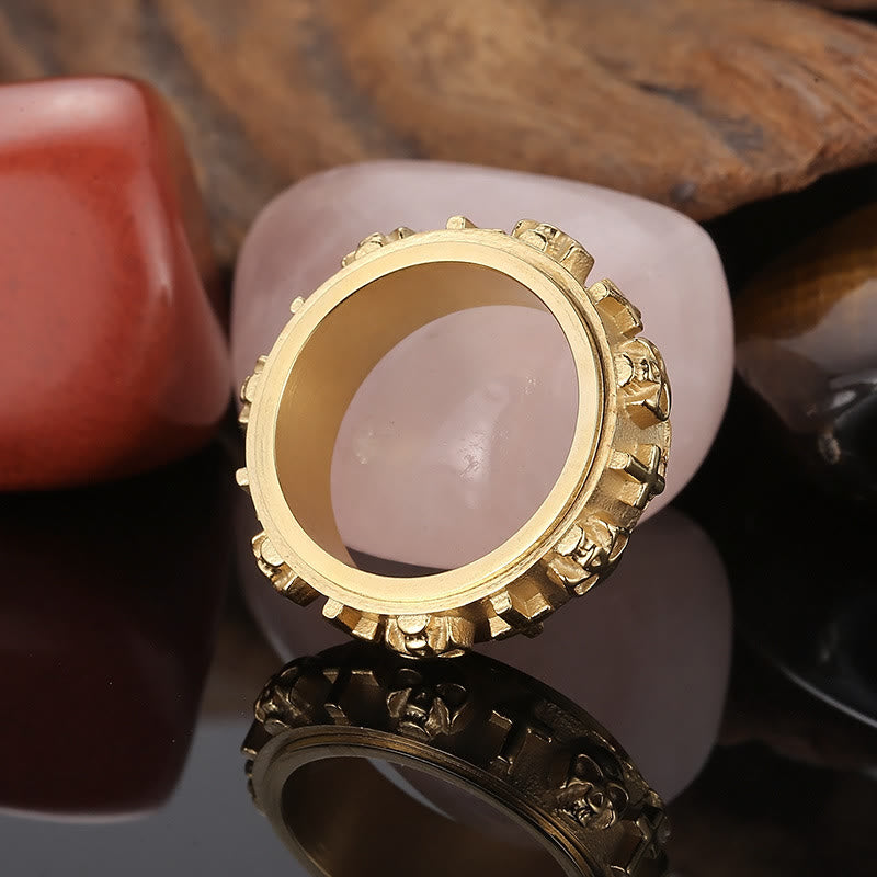 Christianartworkshop Rotatable Skull Head Cross Religion Ring - Golden - US13 - image 5