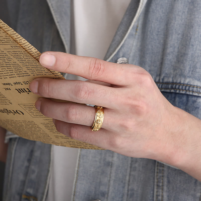 Christianartworkshop Rotatable Skull Head Cross Religion Ring - image 5